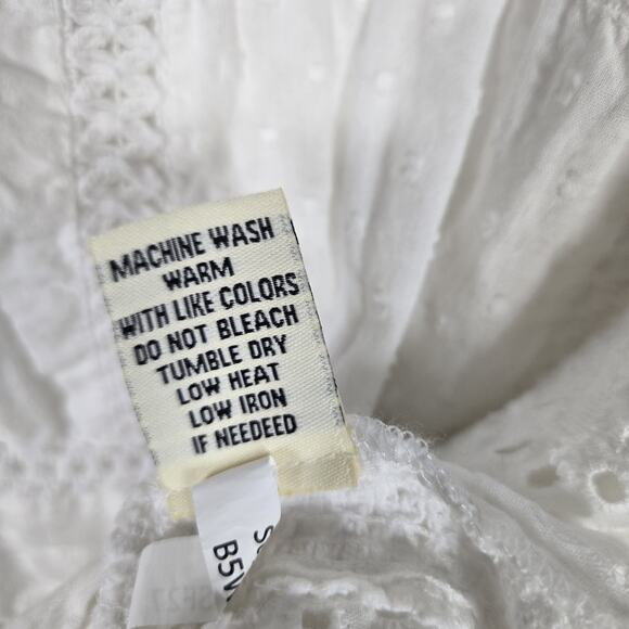 Dylan Patchwork Top sz XL White Cotton Button Front Embroidered Boho Fairycore - Picture 15 of 16